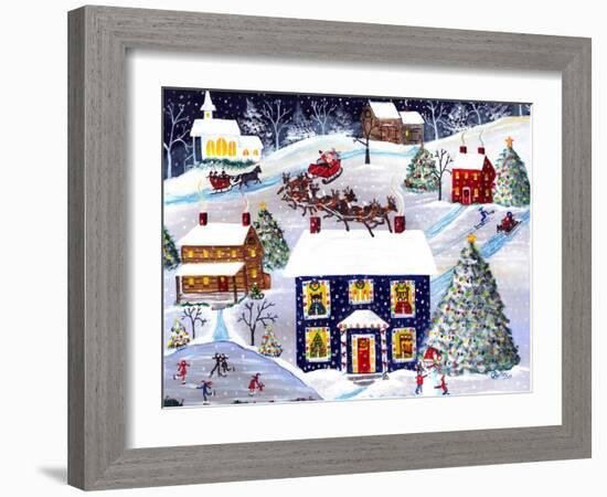 Santa Reindeer Christmas Eve Cheryl Bartley-Cheryl Bartley-Framed Giclee Print