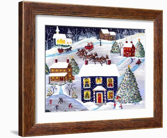 Santa Reindeer Christmas Eve Cheryl Bartley-Cheryl Bartley-Framed Giclee Print