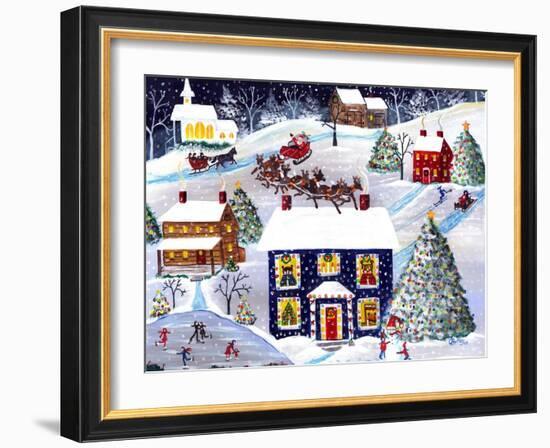 Santa Reindeer Christmas Eve Cheryl Bartley-Cheryl Bartley-Framed Giclee Print