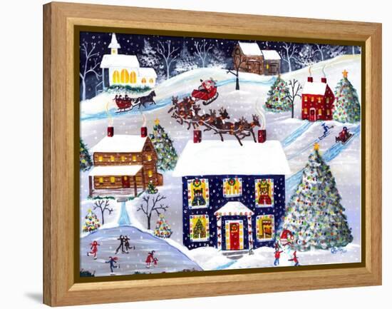 Santa Reindeer Christmas Eve Cheryl Bartley-Cheryl Bartley-Framed Premier Image Canvas