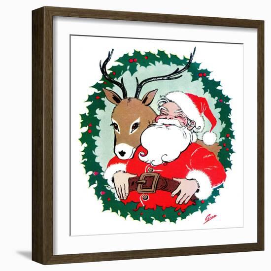 Santa & Reindeer - Jack and Jill, December 1956-Ann Eshner-Framed Giclee Print