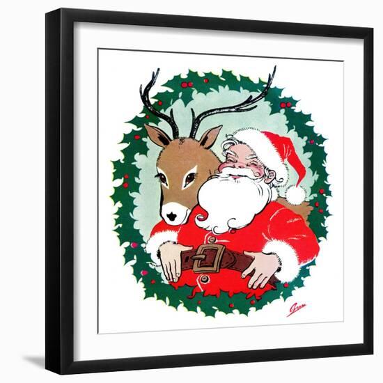 Santa & Reindeer - Jack and Jill, December 1956-Ann Eshner-Framed Giclee Print