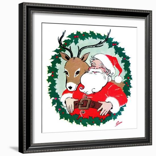 Santa & Reindeer - Jack and Jill, December 1956-Ann Eshner-Framed Giclee Print