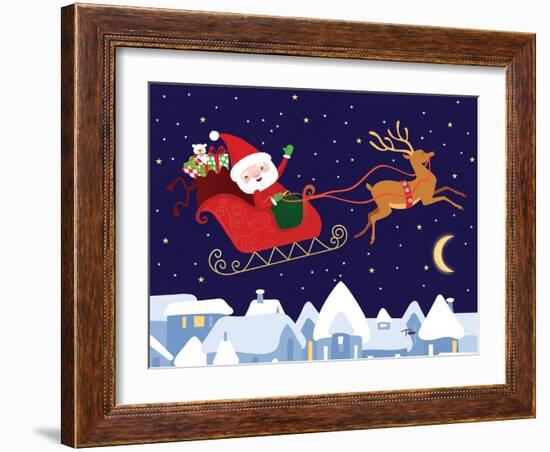 Santa & Reindeer-Teresa Woo-Framed Art Print