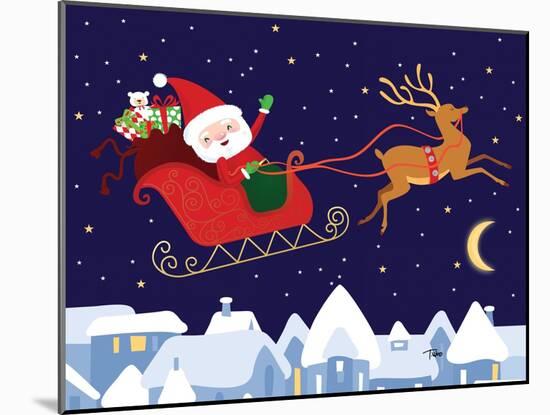 Santa & Reindeer-Teresa Woo-Mounted Art Print