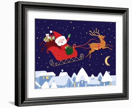 Santa & Reindeer-Teresa Woo-Framed Art Print