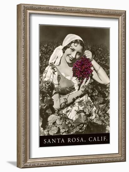 Santa Rosa, California, Woman with Grapes-null-Framed Art Print