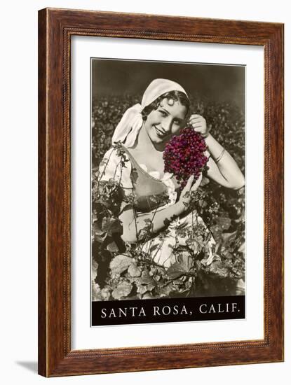 Santa Rosa, California, Woman with Grapes-null-Framed Art Print