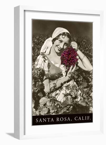 Santa Rosa, California, Woman with Grapes-null-Framed Art Print