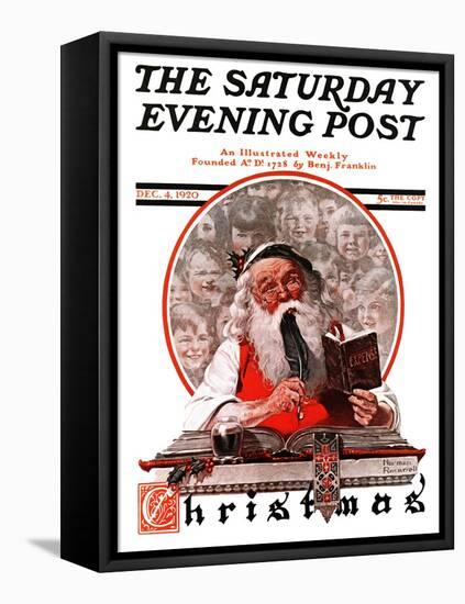 "Santa's Expenses" Saturday Evening Post Cover, December 4,1920-Norman Rockwell-Framed Premier Image Canvas