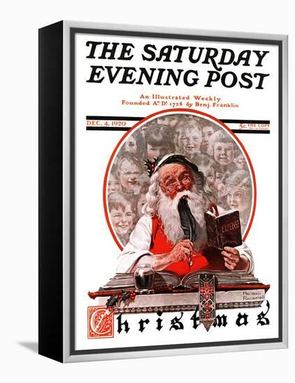 "Santa's Expenses" Saturday Evening Post Cover, December 4,1920-Norman Rockwell-Framed Premier Image Canvas