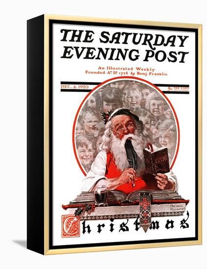 "Santa's Expenses" Saturday Evening Post Cover, December 4,1920-Norman Rockwell-Framed Premier Image Canvas