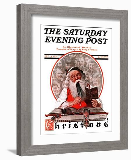 "Santa's Expenses" Saturday Evening Post Cover, December 4,1920-Norman Rockwell-Framed Giclee Print