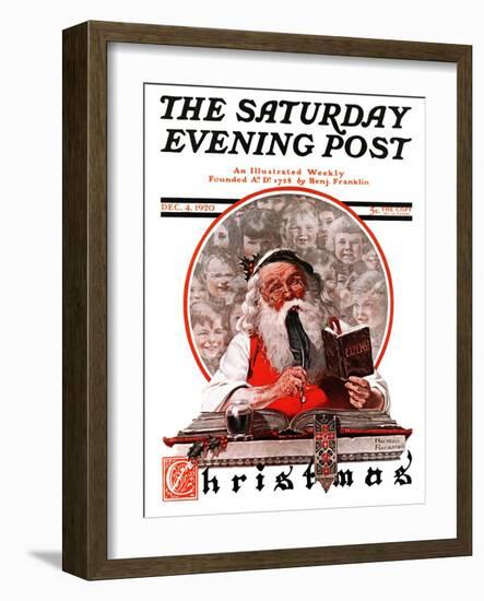 "Santa's Expenses" Saturday Evening Post Cover, December 4,1920-Norman Rockwell-Framed Giclee Print