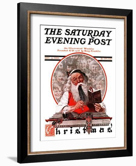 "Santa's Expenses" Saturday Evening Post Cover, December 4,1920-Norman Rockwell-Framed Giclee Print