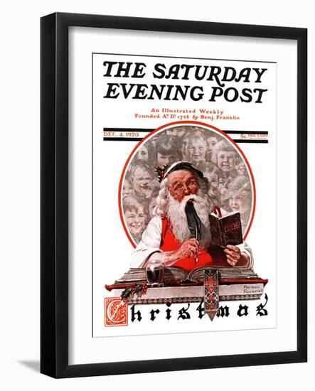 "Santa's Expenses" Saturday Evening Post Cover, December 4,1920-Norman Rockwell-Framed Giclee Print