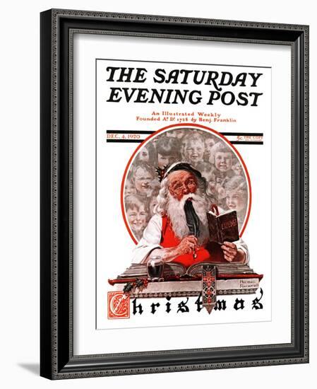 "Santa's Expenses" Saturday Evening Post Cover, December 4,1920-Norman Rockwell-Framed Giclee Print