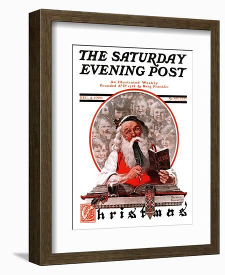 "Santa's Expenses" Saturday Evening Post Cover, December 4,1920-Norman Rockwell-Framed Giclee Print