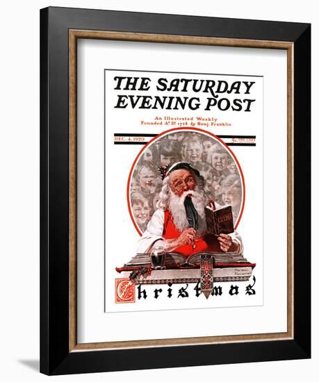 "Santa's Expenses" Saturday Evening Post Cover, December 4,1920-Norman Rockwell-Framed Giclee Print