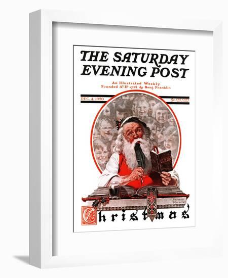 "Santa's Expenses" Saturday Evening Post Cover, December 4,1920-Norman Rockwell-Framed Giclee Print