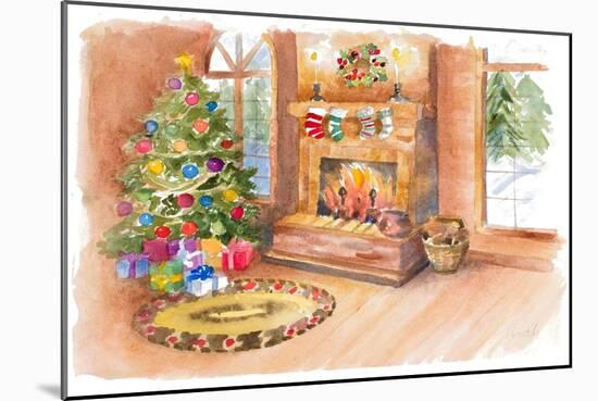 Santa's Fireplace and Tree Scene-Lanie Loreth-Mounted Art Print