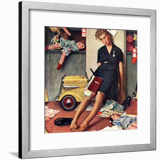 "Santa's Helper", December 27,1947-Norman Rockwell-Framed Giclee Print