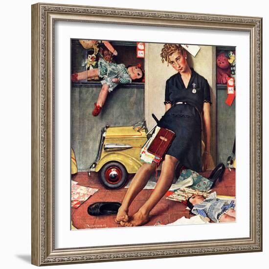 "Santa's Helper", December 27,1947-Norman Rockwell-Framed Giclee Print