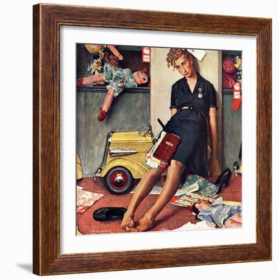 "Santa's Helper", December 27,1947-Norman Rockwell-Framed Giclee Print