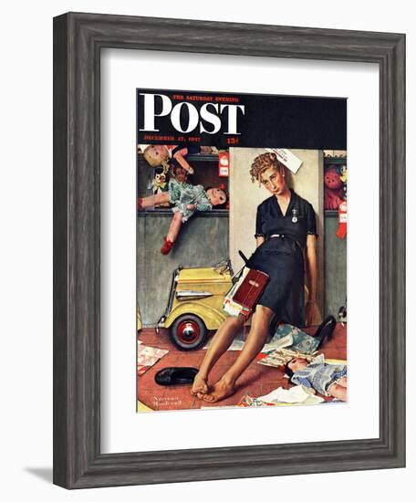 "Santa's Helper" Saturday Evening Post Cover, December 27,1947-Norman Rockwell-Framed Giclee Print