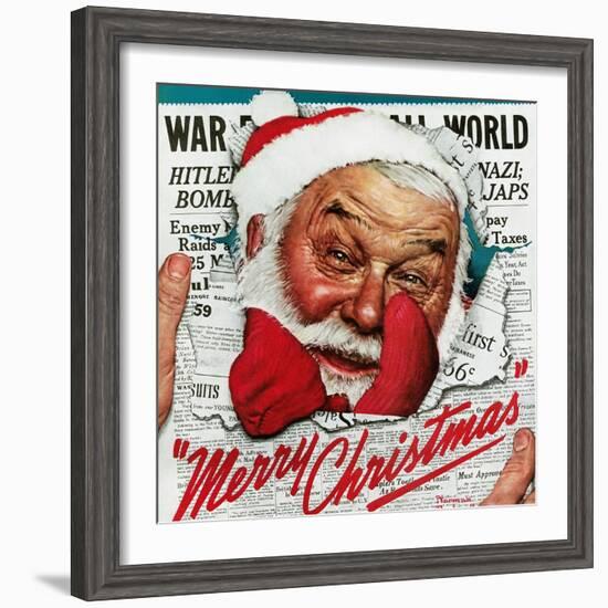 "Santa's in the News", December 26,1942-Norman Rockwell-Framed Giclee Print