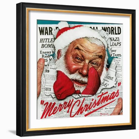 "Santa's in the News", December 26,1942-Norman Rockwell-Framed Giclee Print