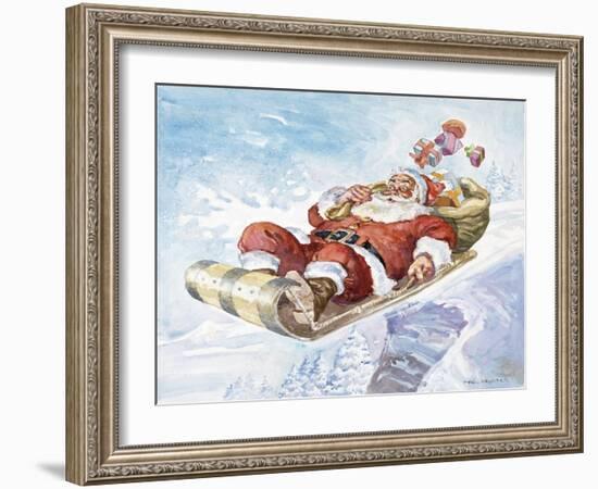 Santa's New Sleigh-Hal Frenck-Framed Giclee Print