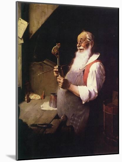 Santa’s Workshop (or Santa working in his shop)-Norman Rockwell-Mounted Giclee Print