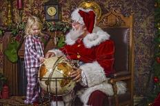 Checking His List by the Fire-Santa’s Workshop-Framed Giclee Print