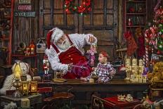 Checking His List by the Fire-Santa’s Workshop-Framed Giclee Print