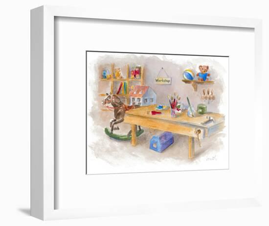 Santa's Workshop Scene-Lanie Loreth-Framed Art Print