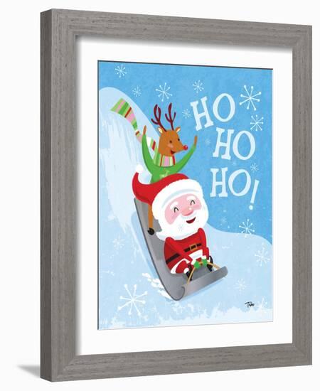 Santa Sledding-Teresa Woo-Framed Art Print