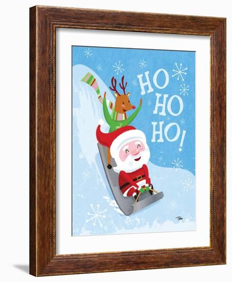 Santa Sledding-Teresa Woo-Framed Art Print