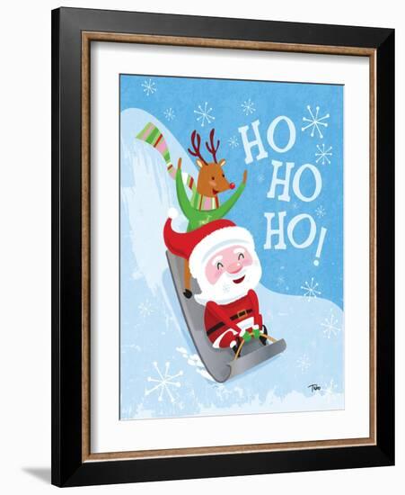 Santa Sledding-Teresa Woo-Framed Art Print