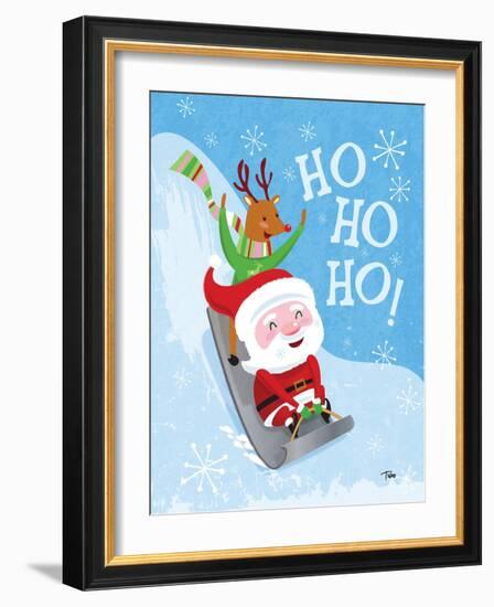 Santa Sledding-Teresa Woo-Framed Art Print