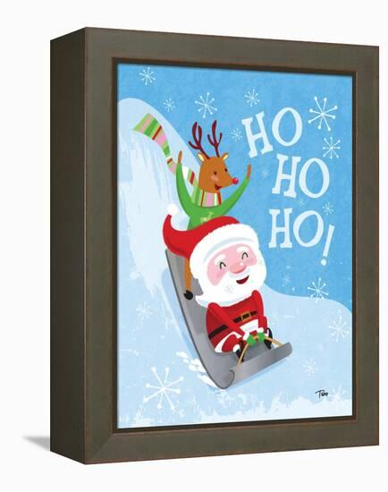 Santa Sledding-Teresa Woo-Framed Stretched Canvas