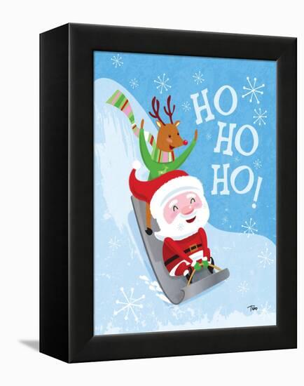 Santa Sledding-Teresa Woo-Framed Stretched Canvas