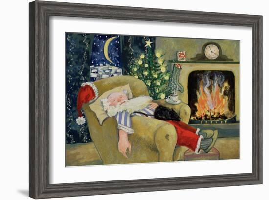 Santa Sleeping by the Fire, 1995-David Cooke-Framed Giclee Print