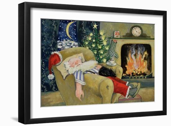 Santa Sleeping by the Fire, 1995-David Cooke-Framed Giclee Print