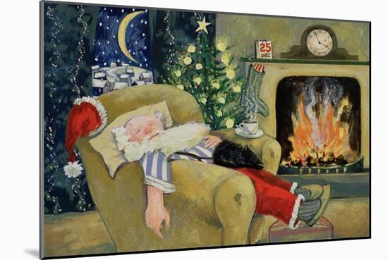 Santa Sleeping by the Fire, 1995-David Cooke-Mounted Giclee Print