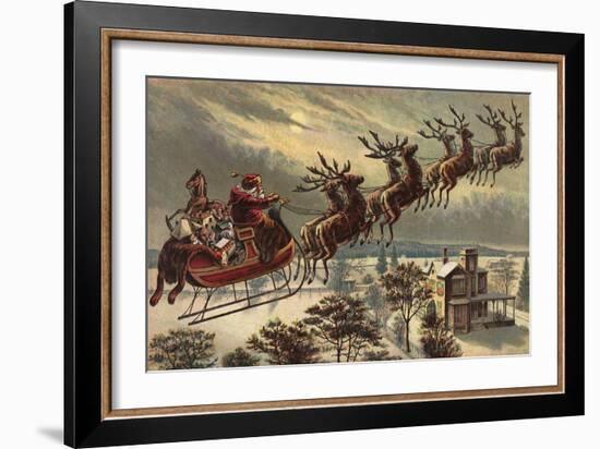 Santa, Sleigh, Reindeer-null-Framed Giclee Print