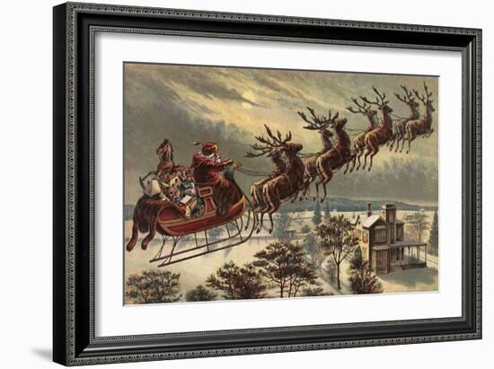 Santa, Sleigh, Reindeer-null-Framed Giclee Print