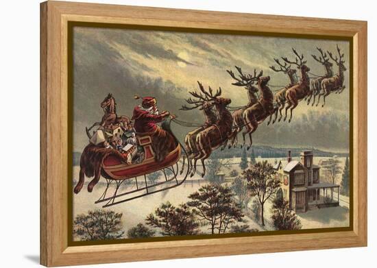 Santa, Sleigh, Reindeer-null-Framed Premier Image Canvas