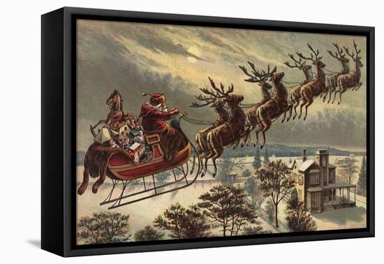 Santa, Sleigh, Reindeer-null-Framed Premier Image Canvas
