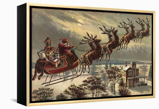 Santa, Sleigh, Reindeer-null-Framed Premier Image Canvas